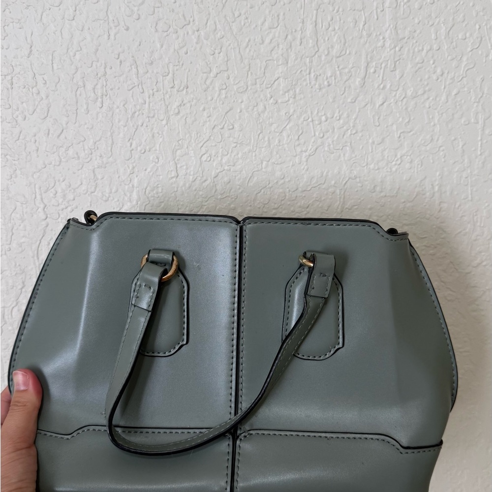 Zara Sage Green Crossbody Bag with Gold Accents